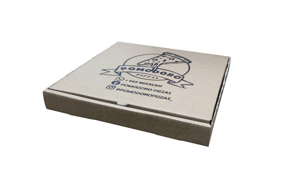 caja de pizza con logo